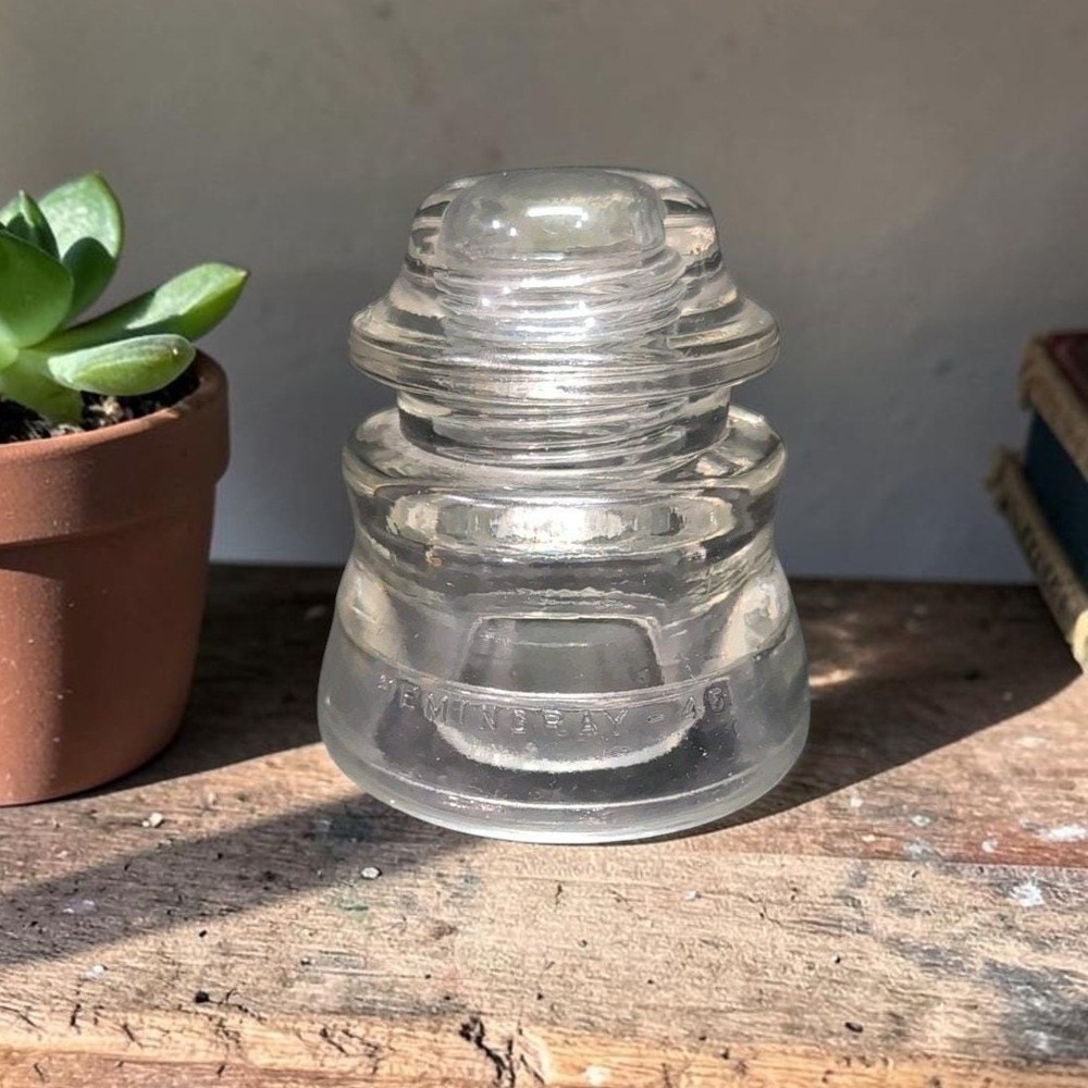 Hemingray 44 Vintage Insulators, 1940s Clear Glass Collectibles, Made in USA